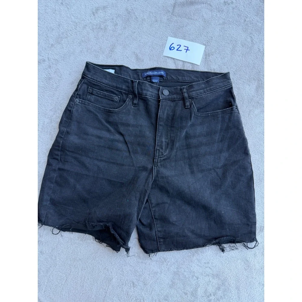 Calvin Klein Jeans Shorts Womens 10 Black Raw Hem High Rise Denim